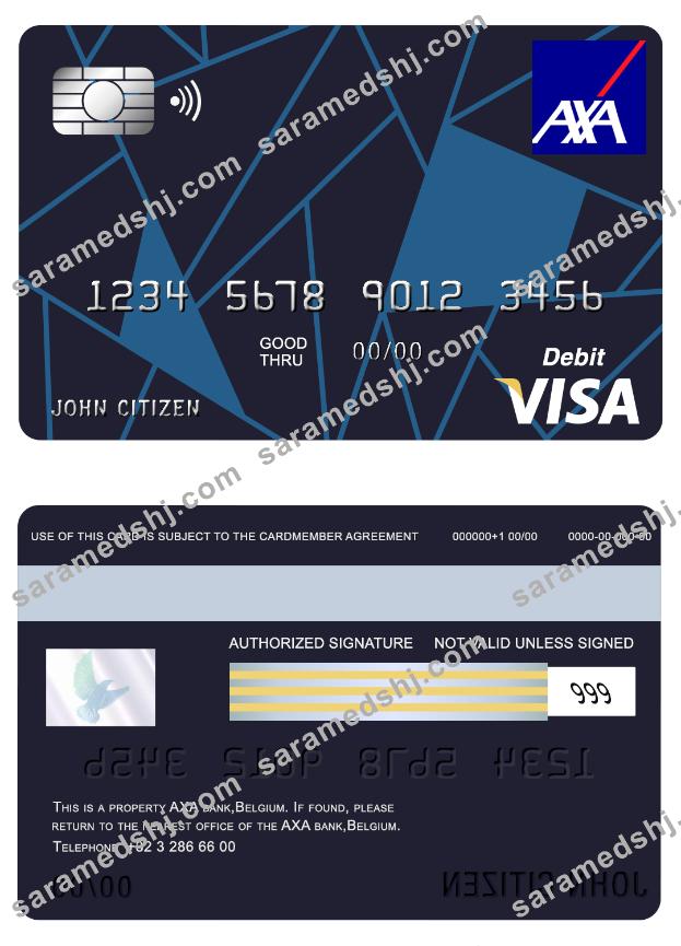 Belgium AXA visa card